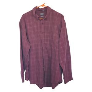 Arrow Burgundy Plaid Flannel Shirt - Men's Size XL